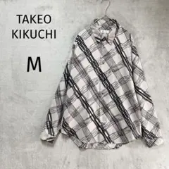 タケオキクチ/デザインシャツ/M/長袖 総柄 グレージュ