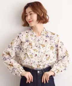 新品未使用タグ付きgroveカスリフラワープリントブラウス