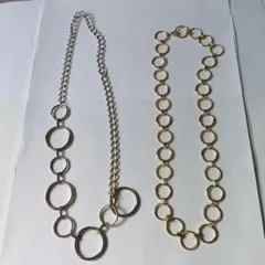 アンティークゴールド＆シルバー２本組チェーンベルト