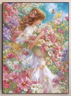 クロスステッチキット（花摘む少女）