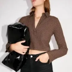 ZARA ブラウン・ベージュ チェック柄 シャツ L