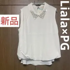 Liala×PG ビジュー襟ブラウス　リアラ　ノースリーブカットソー