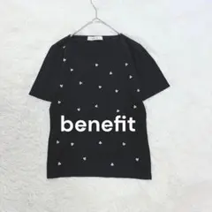 benefit◇クローバー刺繍サマー半袖ニット ネイビー シンプル 上品 キレイのサムネイル