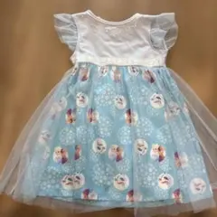 アナ雪　ワンピース　女の子　キッズ　スカート　エルサ　オラフ　水色　白