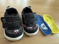 IFME Light 黒 花柄 ベルクロシューズ　12.5センチ　無記名