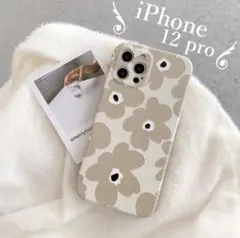 ✨大人気✨数量限定【iPhone12 Pro ケース】花柄　北欧　ベージュ