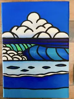 海の絵　アート　サムホール　油絵　原画　風景画　インテリア　KURO