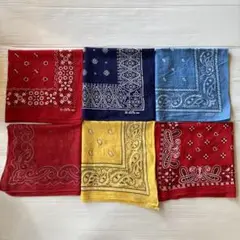 M*M様 まとめ売り 10枚 vintage ビンテージ バンダナ USA 60s 新品 USA製 ビンテージ バンダナ 2枚セット RN15234 赤系