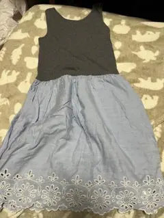 ノースリーブ ワンピース グレー 水色