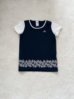 アディダス　adidas フラワープリント Tシャツ ネイビー　160サイズ