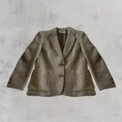 【ヴィンテージ】テーラードジャケット ツイード バイカラー 緑 ブラウン レトロ ヴィンテージ】テーラードジャケット ツイード バイカラー 緑