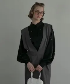 【超美品】ボンルシール BONLECILL パールブラウス 黒 ブラック 長袖