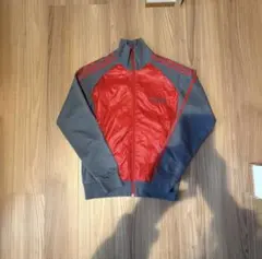 adidas トラックジャケット ジャージ グレー×レッド 刺繍ロゴ