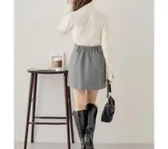 chico ネップウール台形ミニスカート