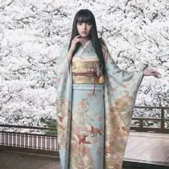 振袖フルセット 吉澤友禅 手描き友禅 成人式振袖 振袖 裄丈66 水色