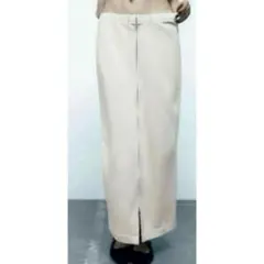 ZARA フロントジッパースウェットロングスカート　Sサイズ　100％コットン