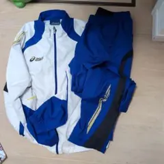 asics ジャージ上下セット ホワイト/ブルー