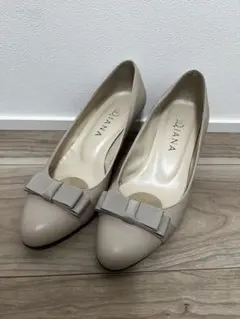 DIANA ダイアナ リボン パンプス 24EE ベージュ 日本製
