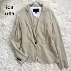 iCB リネン混 テーラードジャケット ベージュ 11号 サマージャケット 夏秋のサムネイル