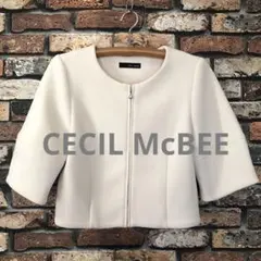 美品　CECI McBEE セシルマクビーノーカラージャケット ホワイトM