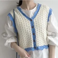 w closet スカラップ配色透かし編み2WAYベスト 342275