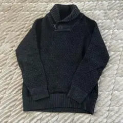 H&M メンズ　ダークグレー シャーリングニット セーター　長袖