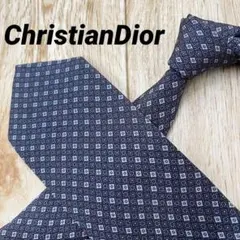 ✨極美品✨ChristianDior ネクタイ スクエア柄 ネイビー シルク