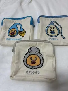 【こびと図鑑】スクエアポーチ 3点 オオヒレカワコビト アメボウシ カクレケダマ