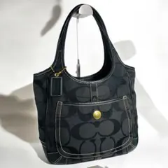 良品　COACH トートバッグ エルゴ シグネチャー キャンバス ブラック