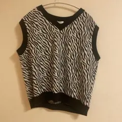 ゼブラ柄ニットベスト Honeys