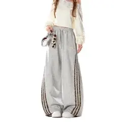 豹柄ラインスウェットパンツ