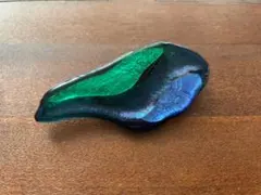 昭和　アンティーク　ブローチ　青色