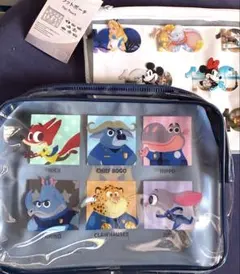 ダイソー ズートピア マチ付ビニールポーチ ディズニー フラットポーチ