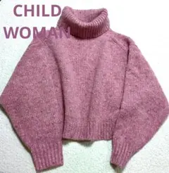 CHILD WOMAN ボリュームウールニット ピンクオレンジ Fサイズ