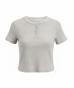 coca リブヘンリーネックTシャツ ライトグレー