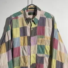 90s ラルフローレン パッチワークオープンカラーシャツ CALDWELL XL