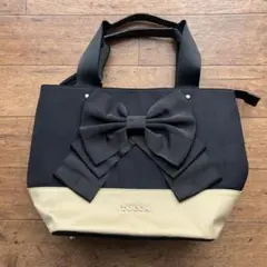 TOCCA リボン付きトートバッグ ブラック/ベージュ