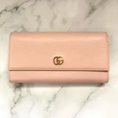 ほぼ未使用品 箱付き GUCCI グッチ 長財布 GG柄 マーモント ピンク系 