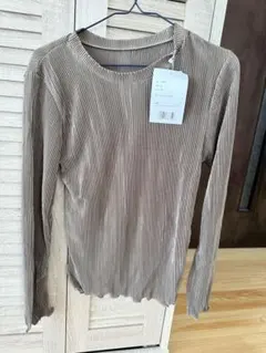 ブラウン リブ長袖Tシャツ 未使用タグ付き