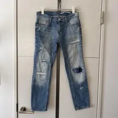 ZARA WOMAN デニムパンツ リラックスフィット ダメージ加工のサムネイル