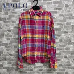 美品　Polo Ralph Lauren リネン　マルチカラー　チェック柄 長袖