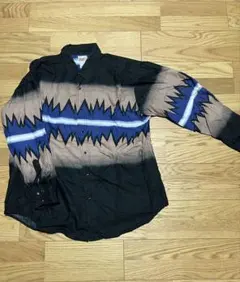 90s ネイティブ柄 ウエスタンシャツ XL 黒