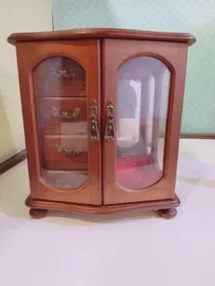 オルゴール付き　ジュエリーボックス　宝石箱　木製　アンティークウォールナット赤茶