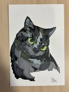 黒猫 絵画 イラスト ドローイング - メルカリ