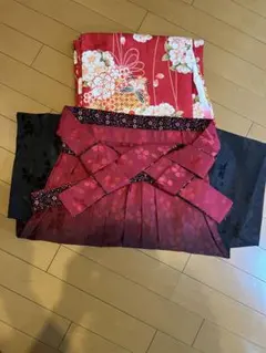 卒業式　袴セット 赤/黒 91cm