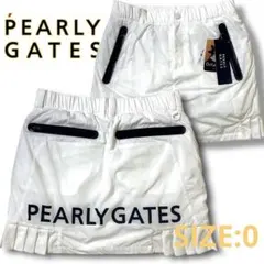 0 パーリーゲイツ 定価3万 快適高機能素材 ビッグロゴ ミニ スカート 白