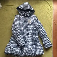 フード付きダウンコート 160cmチェック柄
