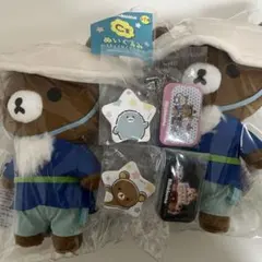 リラックマ C賞 ぬいぐるみ チャイロイコグマ 2体セット&缶バッチセット
