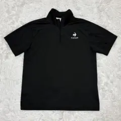 ルコックス　メンズ　ゴルフウェア　半袖　ハーフジップ　L　黒　ブラック