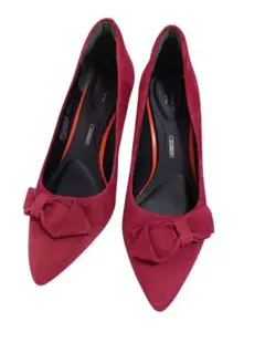 ROCKPORT リボン付きスエードハイヒール 24cm ワインレッド